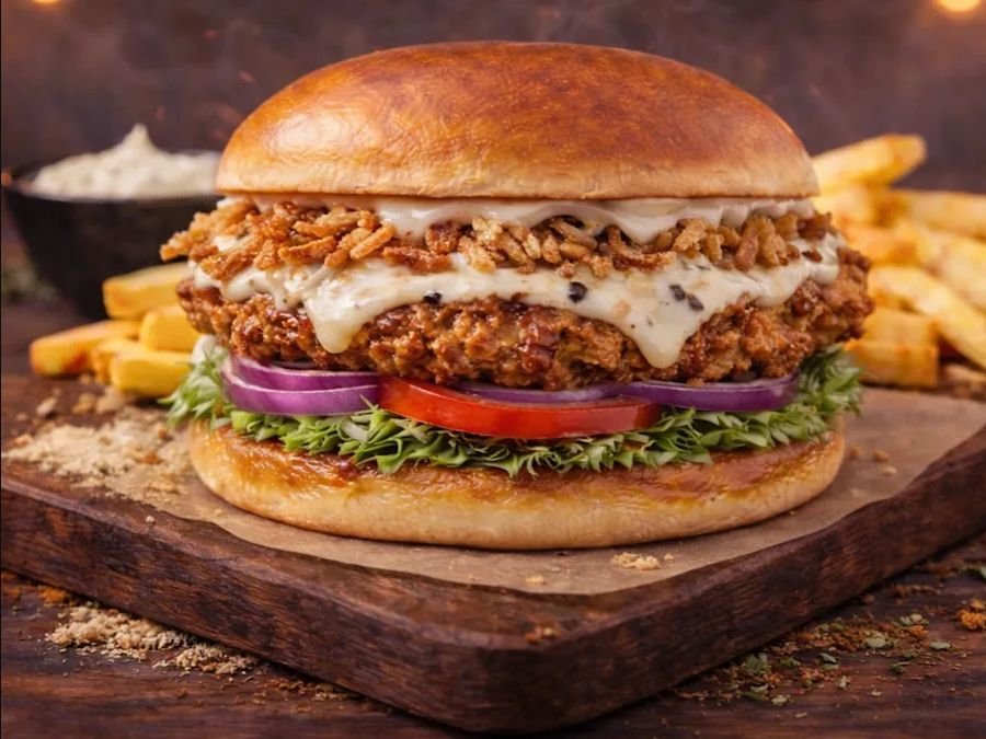 Crispy Parmesan Truffle Chicken burger